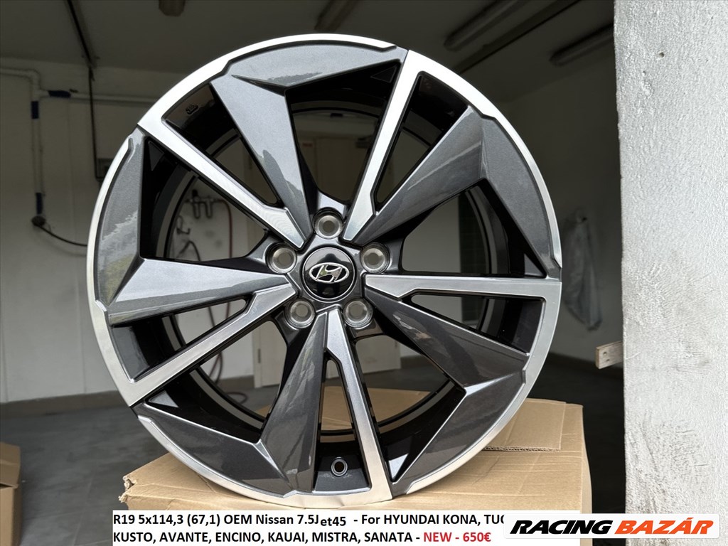 R19 5x114,3 (67,1) OEM Nissan 7.5J ET45 - For HYUNDAI KONA, TUCSON, IX35, KUSTO, AVANTE,  1. kép