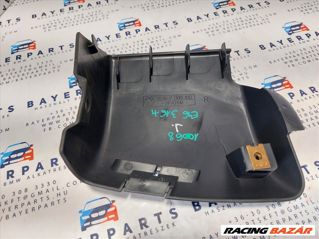 Bmw E46 compact fekete jobb hátsó biztonsági öv csomagtér borítás burkolat (100068) 51467000100 2. kép