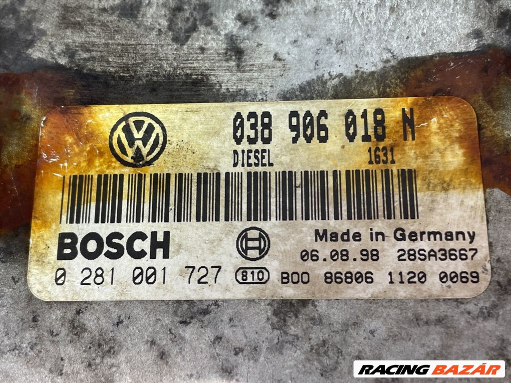 VW PASSAT B5 Motorvezérlő 038906018n-bosch0281001727 3. kép