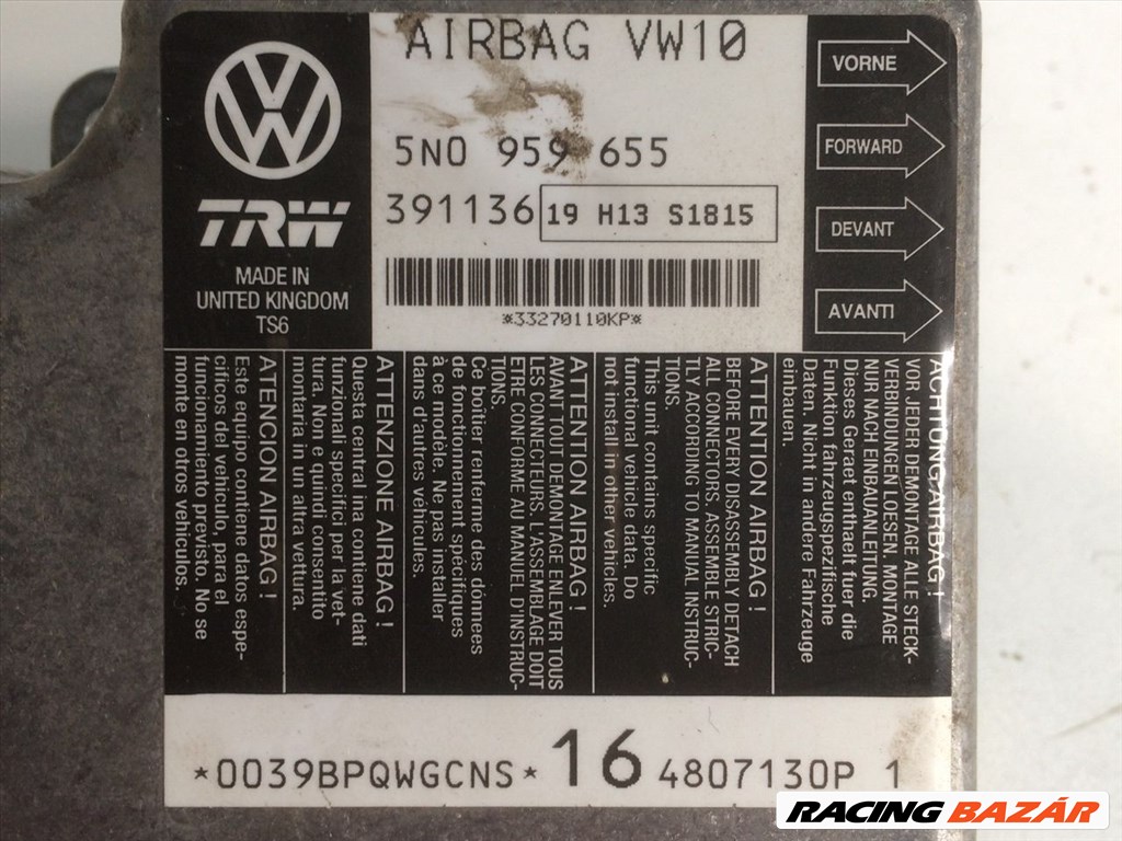 VW PASSAT B6 Légzsák Elektronika vw5n0959655-trw391136 3. kép