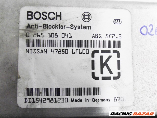 NISSAN/MICRA II (K11) 1.0 i 16V ABS vezérlő 0265108041 3. kép