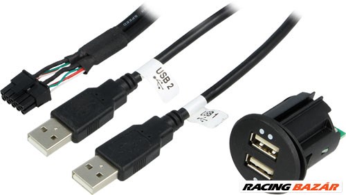 Autós tápegység;USB A aljzat x2;Tápfesz:12÷24VDC;5V/2,1A 1. kép
