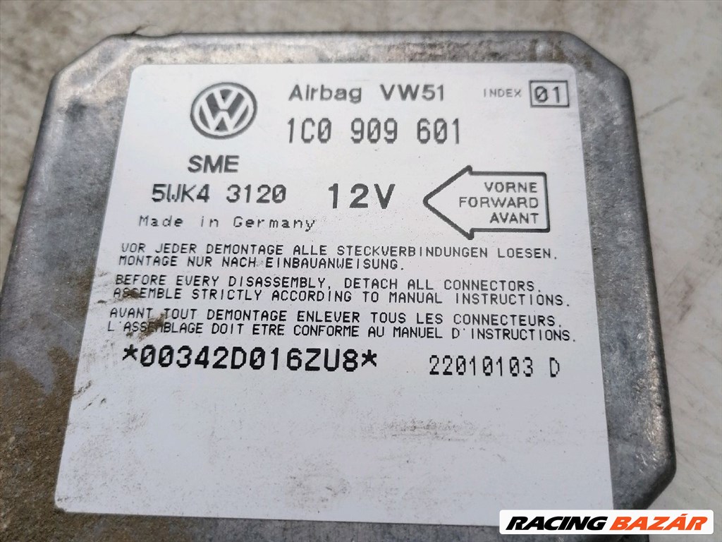 VW BORA Légzsák Indító Modul Oldallégzsák 1c0909601 3. kép