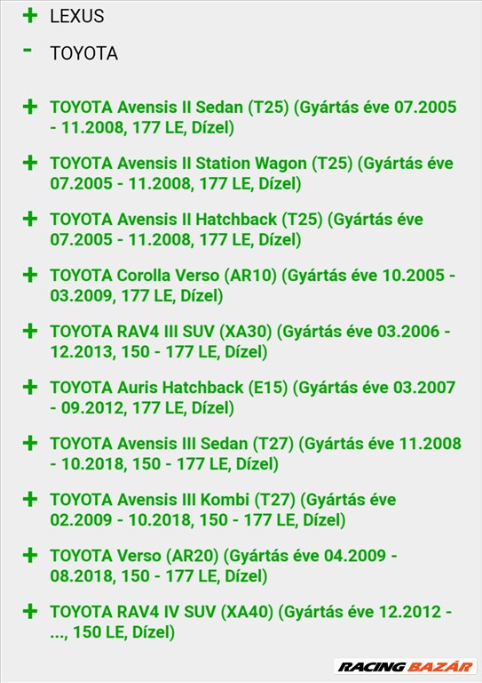 Toyota Avensis (T250) 2.2 D-4D / D-CAT DCRI200110 cr injector  2367026011 3. kép