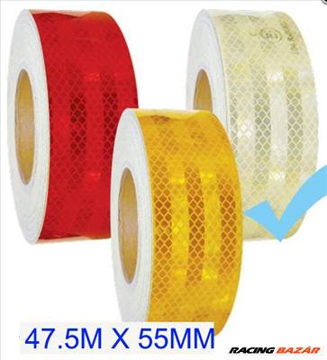 Fényvisszaverő szalag "E" jeles  45.7M - Fehér  M-HT-3W 55MM