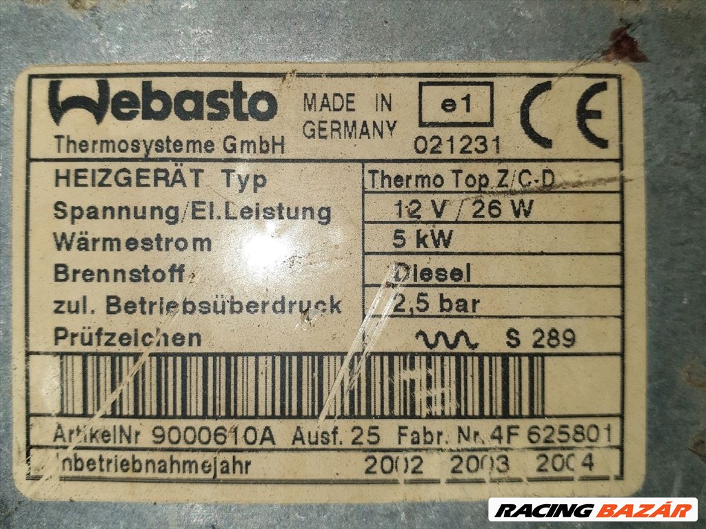 MAZDA 6 Állófűtés (Részeivel) webasto91000610a-webasto66724a 3. kép