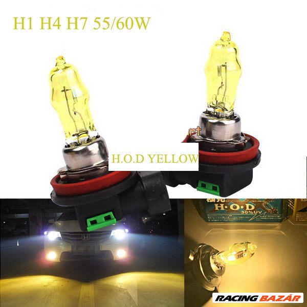 HOD Halogén izzó H1 foglalattal emelt fényerővel-sárga 1. kép