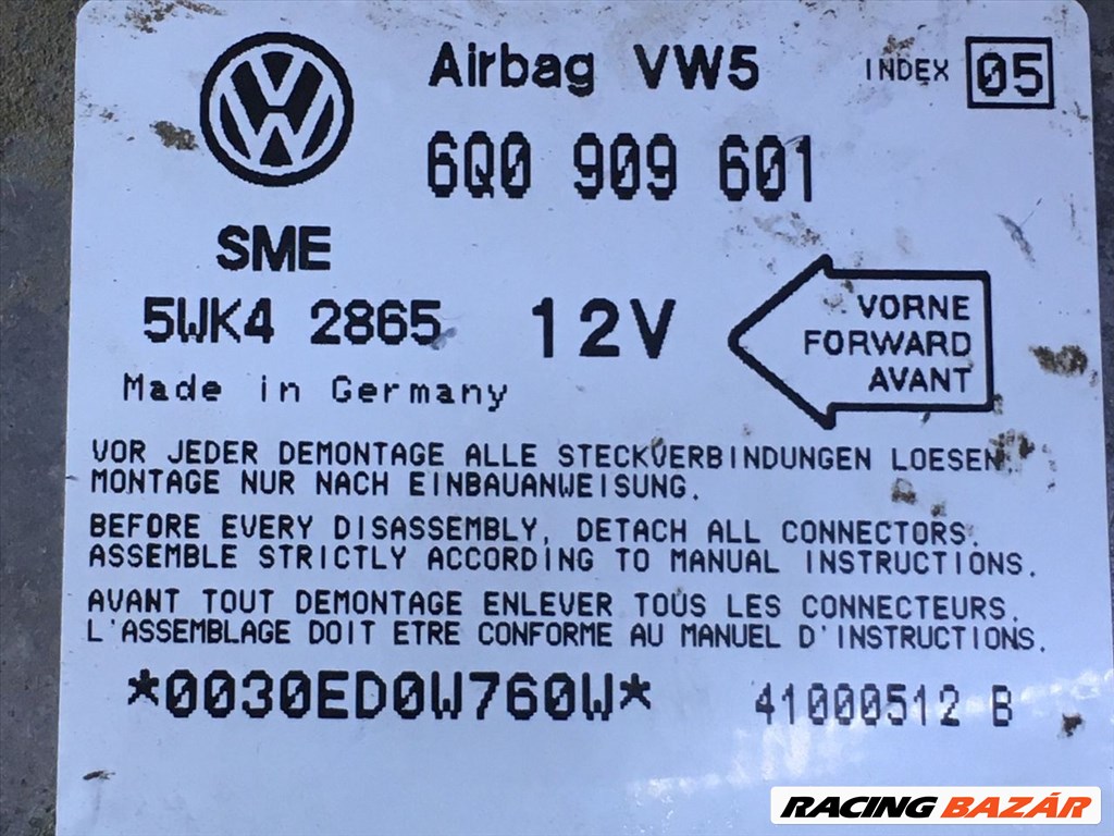 VW POLO III Légzsák Elektronika sme5wk42865-volkswagen6q0909601 3. kép