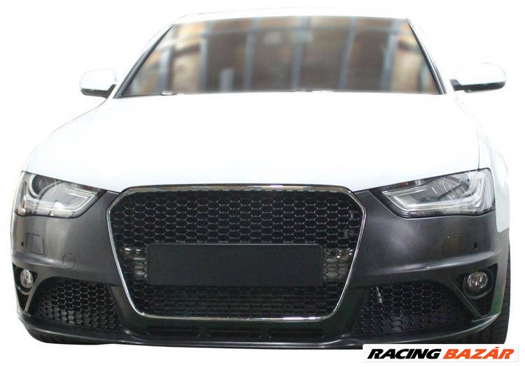 Első lökhárító + Hűtőrács króm-fekete Audi A4 B8 13-16 RS4 Style 1. kép