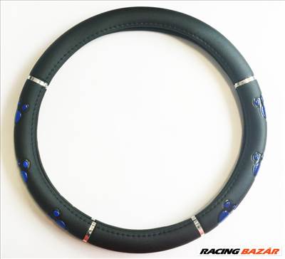 Műbőr kormányvédő kutya tappancs mintával-kék KV-HB27537BL