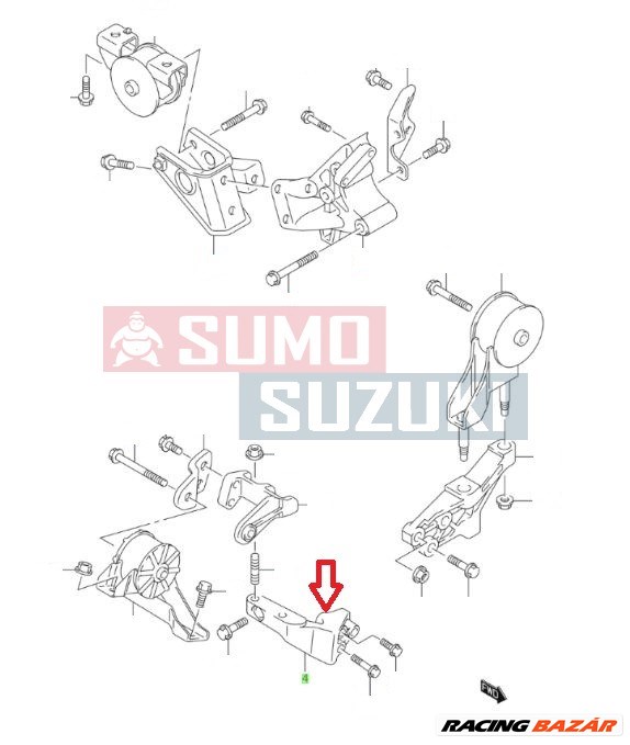 Suzuki Alto motortartó öntvény jobb első 11649M79F00 4. kép