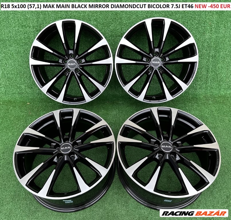 R18 5x100 (57,1) MAK MAIN BLACK MIRROR DIAMONDCUT- BICOLOR 7.5J ET46 NEW - 450 EUR  1. kép