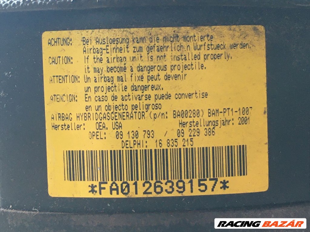 OPEL CORSA C Kormánylégzsák opel09130793-9229386 4. kép