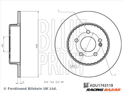 BLUE PRINT ADU1743119 - féktárcsa MERCEDES-BENZ