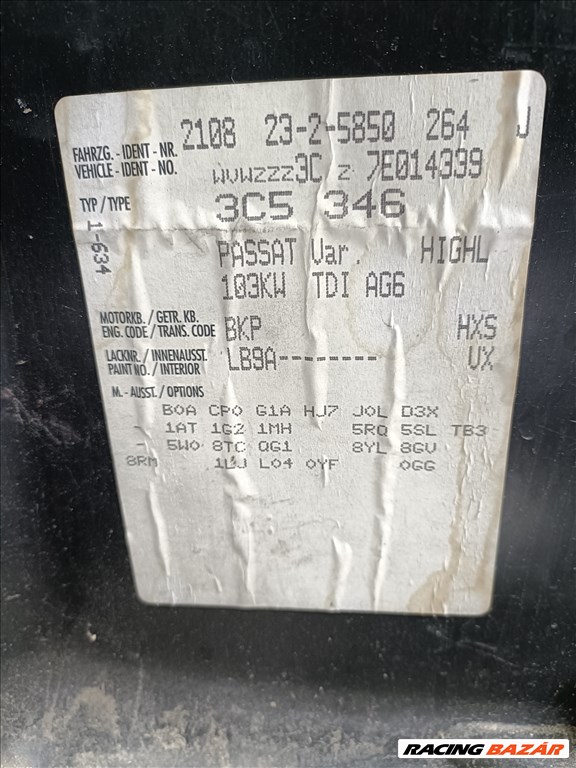 Volkswagen Passat B6 Variant 2.0 TDI beltéri elemek eladók bkp20tdi hxsdsg3c 5. kép