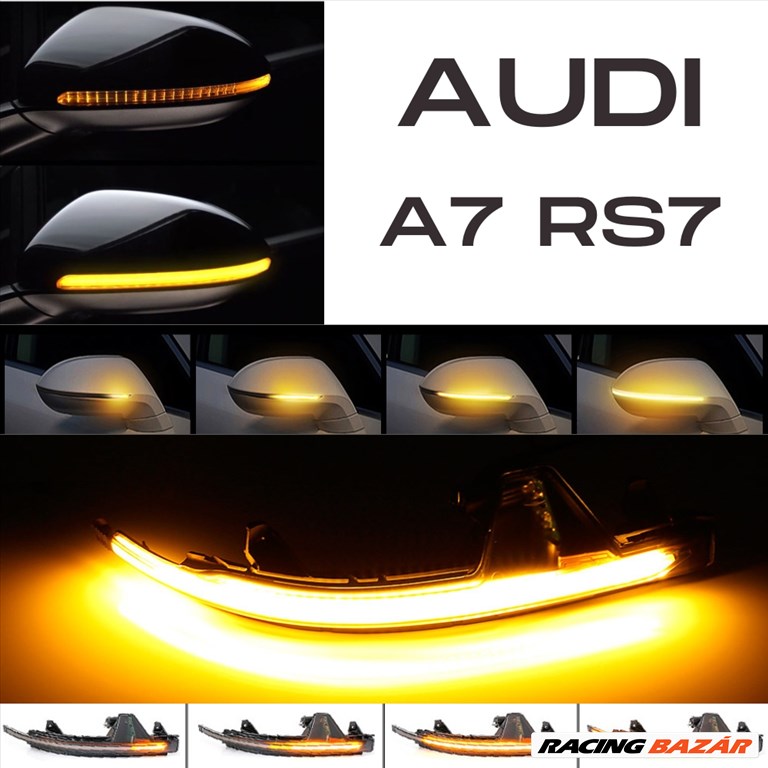 Audi A7 C7 4G 4G8 S7 RS7 dinamikus LED - LEDES Tükör Index futófényes tükörindex 4g8949101 4g8949101a 1. kép