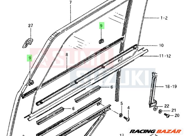 Maruti 800 Samurai ajtótömítő gumi patent 78991-78000 1. kép