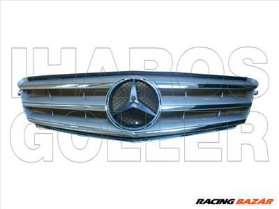 Mercedes C 2011-2014 W204 - Hűtőrács, nagy emblémához, embl. nélk.(króm/ezüst)