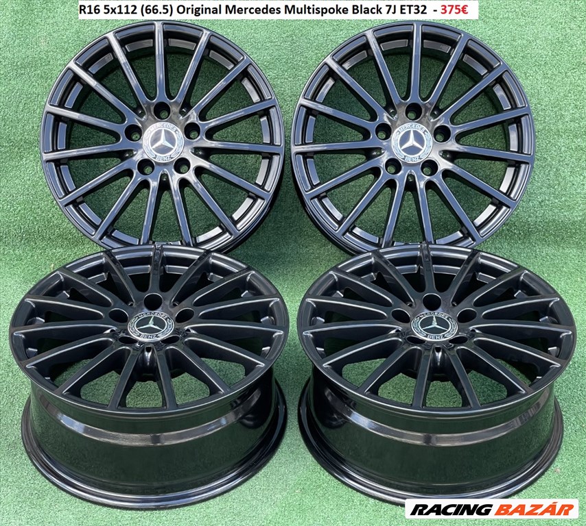 R16 5x112 (66.5) Original Mercedes Multispoke Black 7J ET32 1. kép