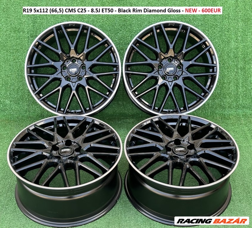 R19 5x112 (66,5) CMS C25 - 8.5J ET50 - Black Rim Diamond Gloss - NEW  2. kép