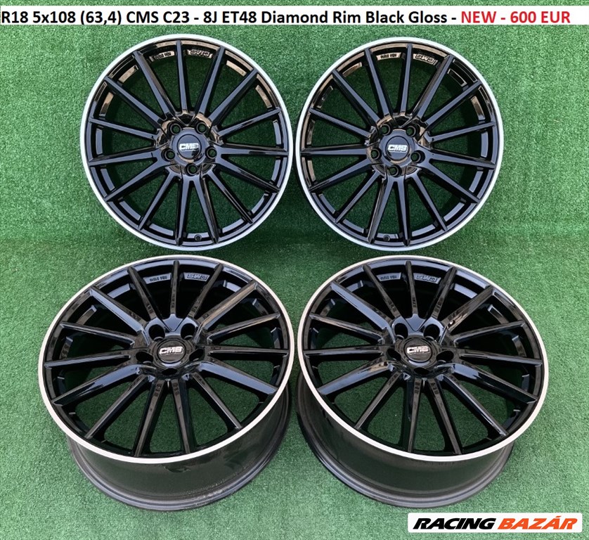 R18 5x108 (63,4) CMS C23 - 8J ET48 Diamond Rim Black Gloss - NEW - 600 EUR 2. kép