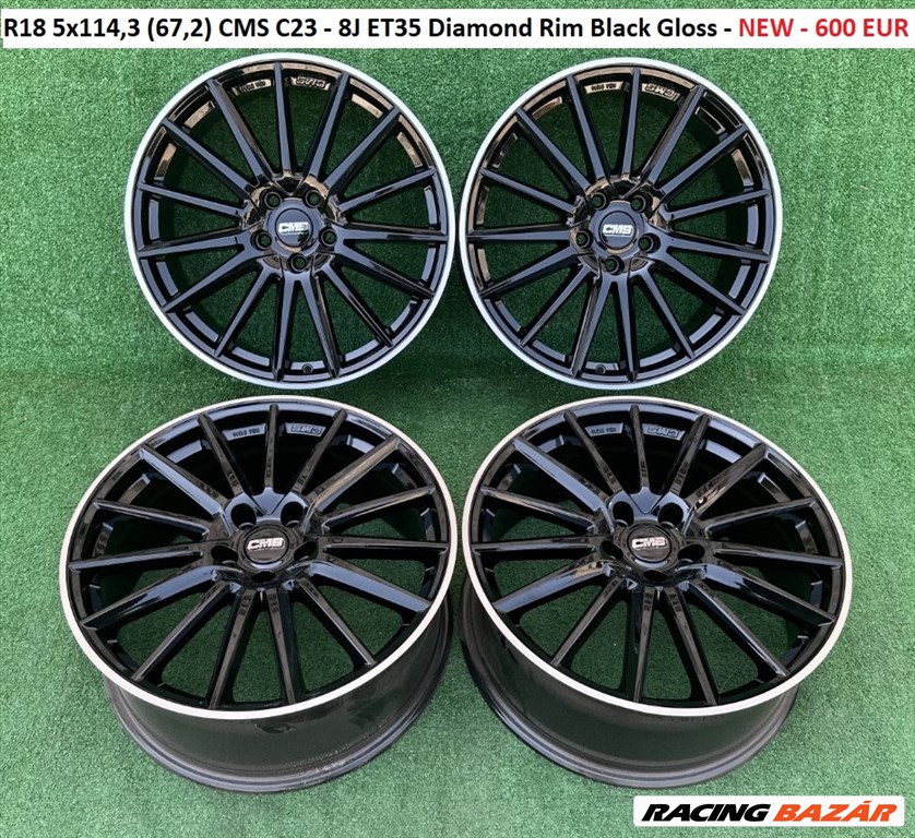 R18 5x114,3 (67,2) CMS C23 - 8J ET35 Diamond Rim Black Gloss - NEW - 600 EUR 1. kép