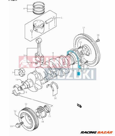 Suzuki Swift 1990-2003, Wagon R benzines hátsó szimering ház tömítés 11349-60A01 2. kép