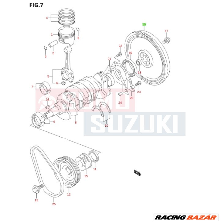 Suzuki Alto 2002-2006 Lendkerék 12620M72F20 1. kép