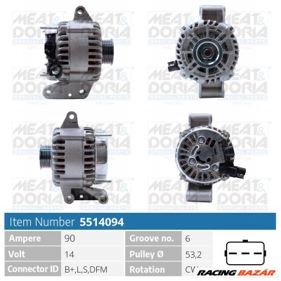 MEAT & DORIA 5514094 - generátor FORD JAGUAR 1. kép