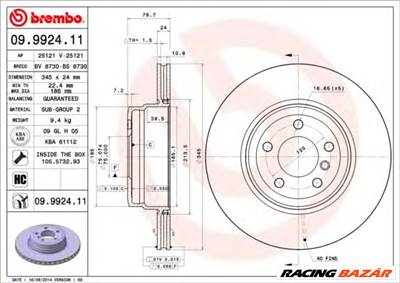 BREMBO 09.9924.11 - féktárcsa BMW