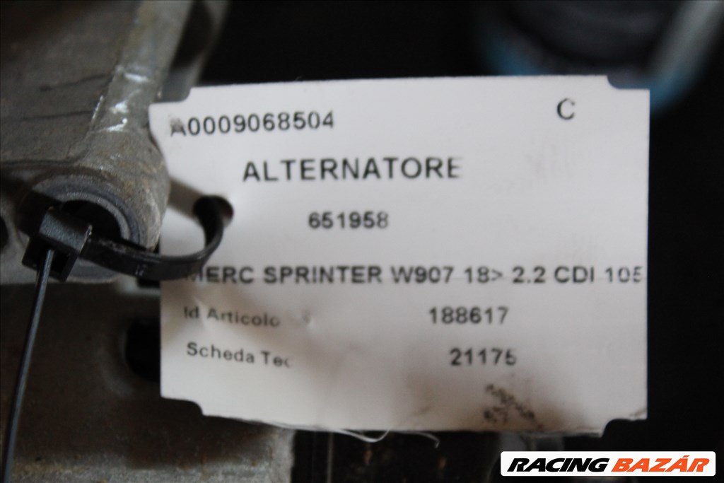 Merc Sprinter W907 2018- 2.2 CDI generátor  (232) a0009068504 3. kép