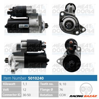 MEAT & DORIA 5010240 - önindító AUDI FORD SEAT SKODA VW 1. kép