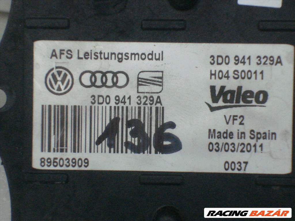 VW Audi Seat Xenon Fényszóró Vezérlő Modul 3D0941329 2010-től 5. kép