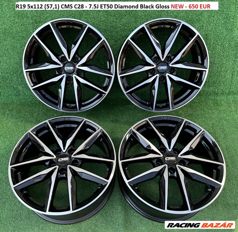 R19 5x112 (57,1) CMS C28 - 7.5J ET50 Diamond Black Gloss NEW 2. kép