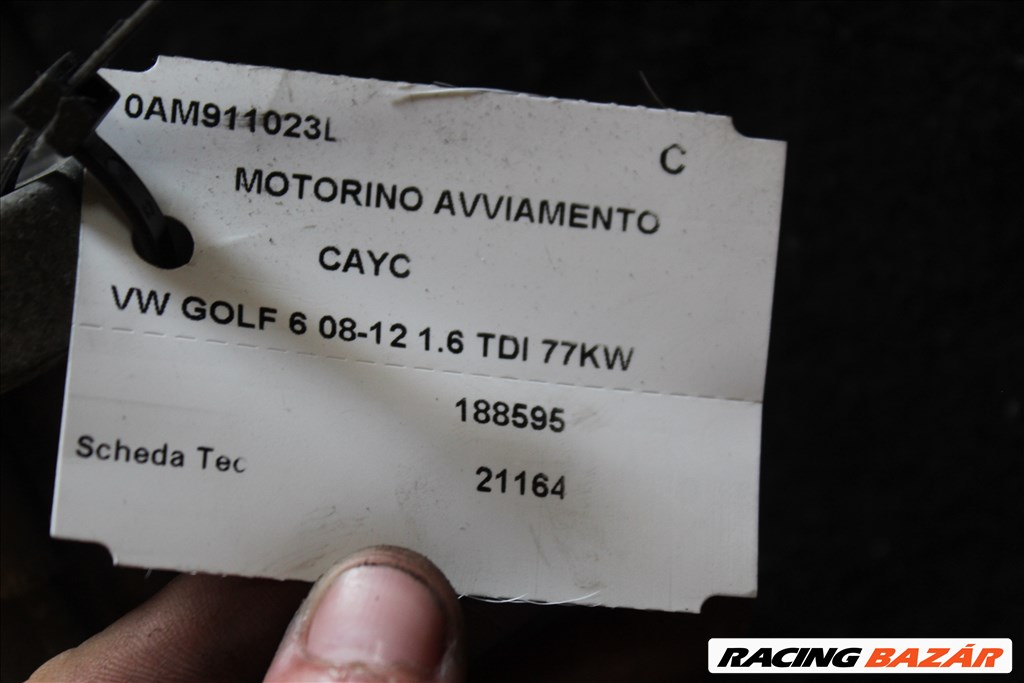 Volkswagen Golf 6 2008-2012 1.6TDI önindító  0am911023l (247) 3. kép