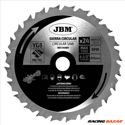JBM Körfűrészlap 24T 115mm fémhez (JBM60011-hez) - JBM14989
