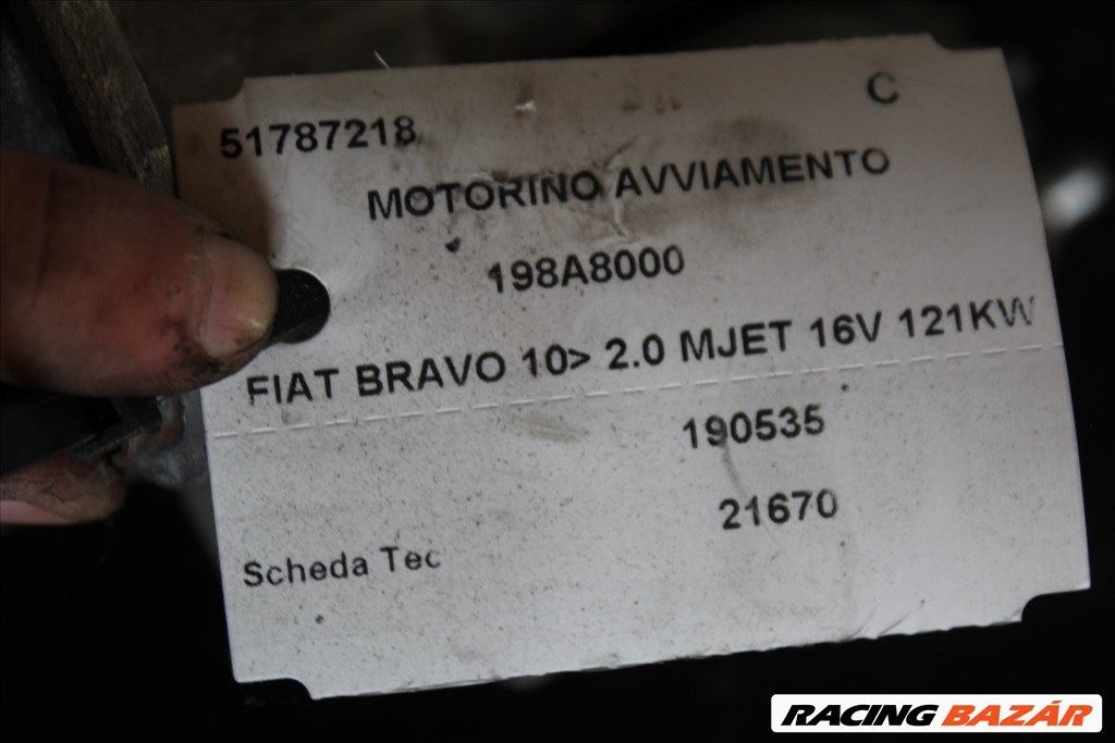 Fiat Bravo  2010 2.0MJET önindító   51787218 (252) 3. kép