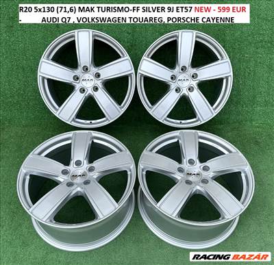 R20 5x130 (71,6) MAK TURISMO-FF SILVER 9J ET57 NEW - 599 EUR - AUDI Q7 