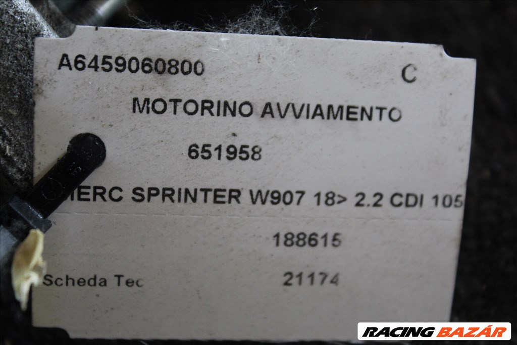 Mercedes Sprinter W907 2018- 2.2 CDI önindító  a6459060800 (289) 3. kép