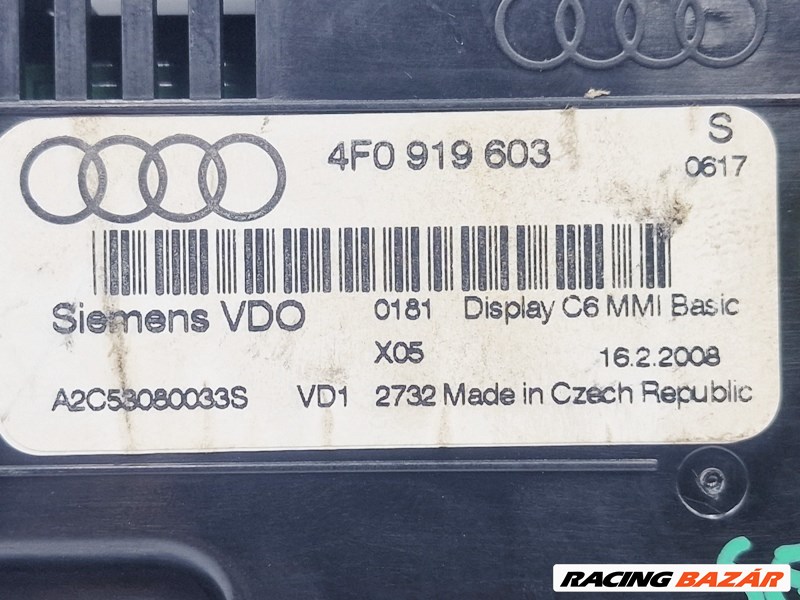 AUDI A6 Avant III (4F5, C6) 2.7 TDI quattro Multifunkciós Kijelző 4f0919603 4. kép