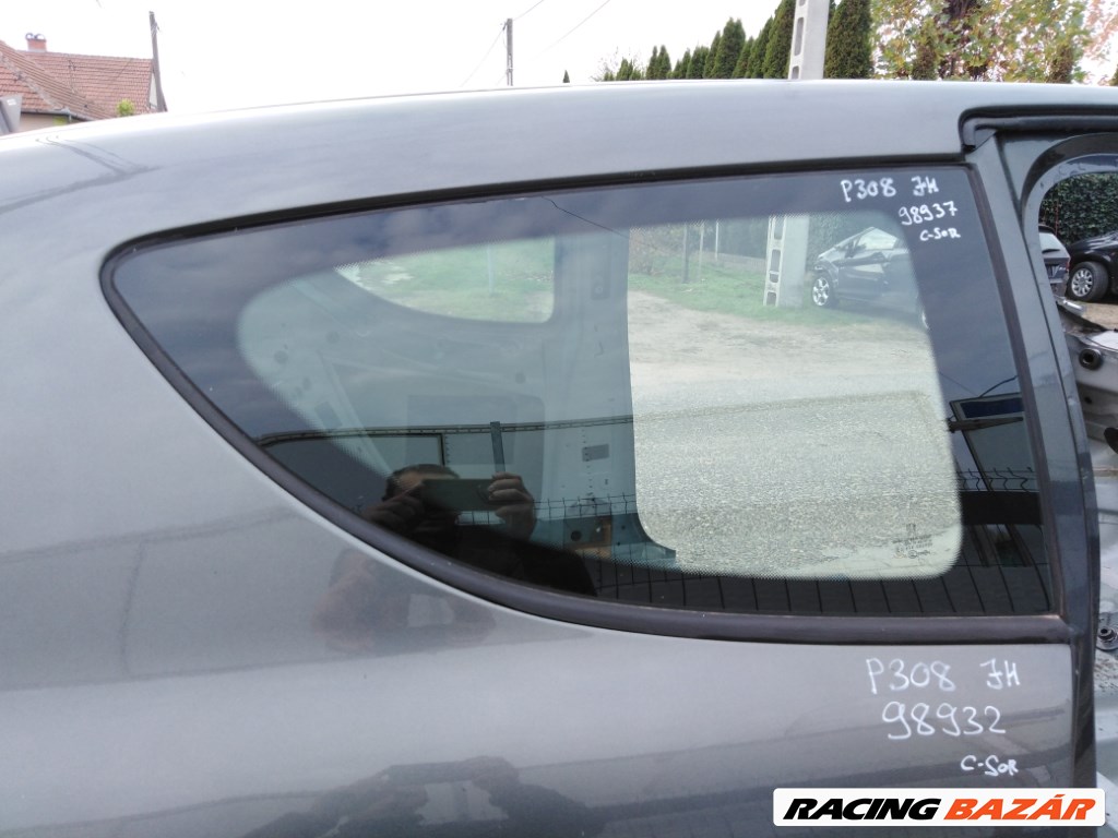Peugeot 308 3 ajtós jobb hátsó oldalfal üveg (karosszéria oldal üveg) 1. kép