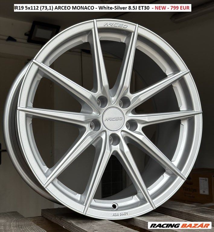 R19 5x112 (73,1) ARCEO MONACO - White-Silver 8.5J ET30  - NEW - 799 EUR 1. kép