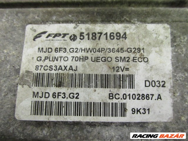 86432 Fiat Grande Punto 1,3 16v Mjet motorvezérlő 51871694 2. kép