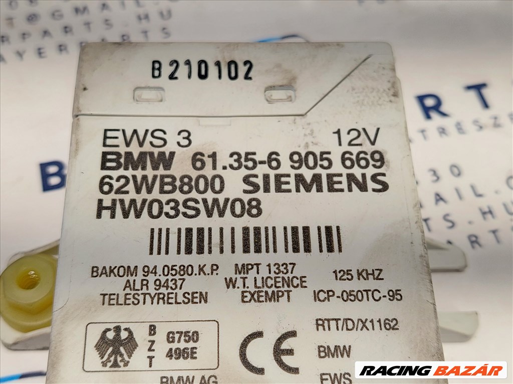BMW E46 330i automata M54B30 ECU EWS computer motorvezérlő indító szett (141039) 7511570 4. kép