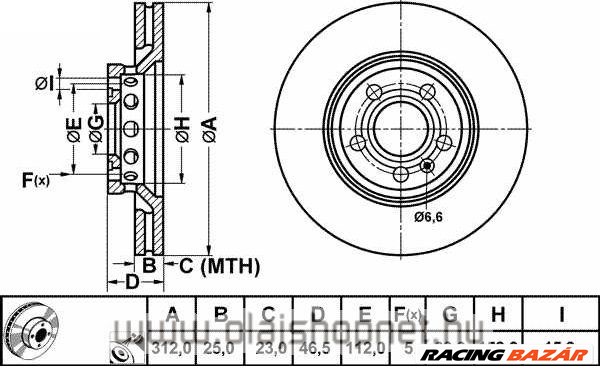 Vw Passat Első Féktárcsa 312 mm 2000-2005 JURID 1. kép