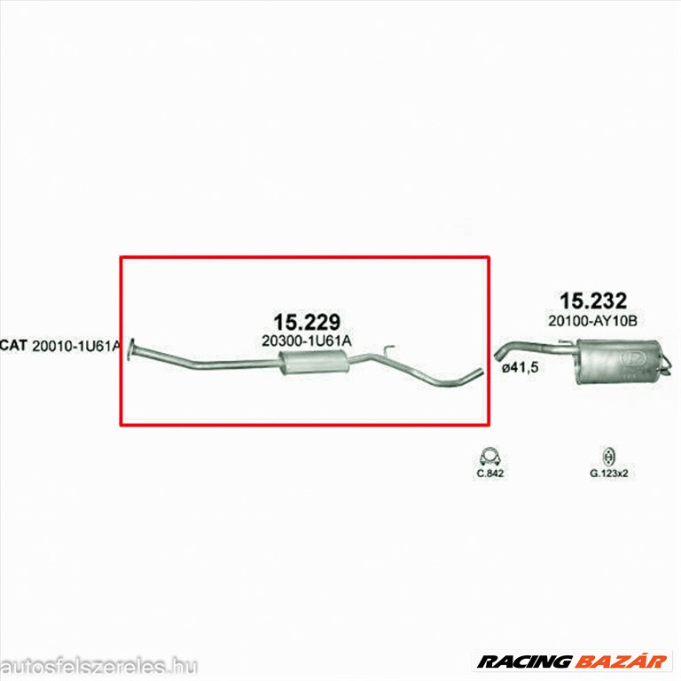 Marix 15.229 középsõ kipufogódob - Nissan Note 1.4i-16V 01/06-10/07 2. kép