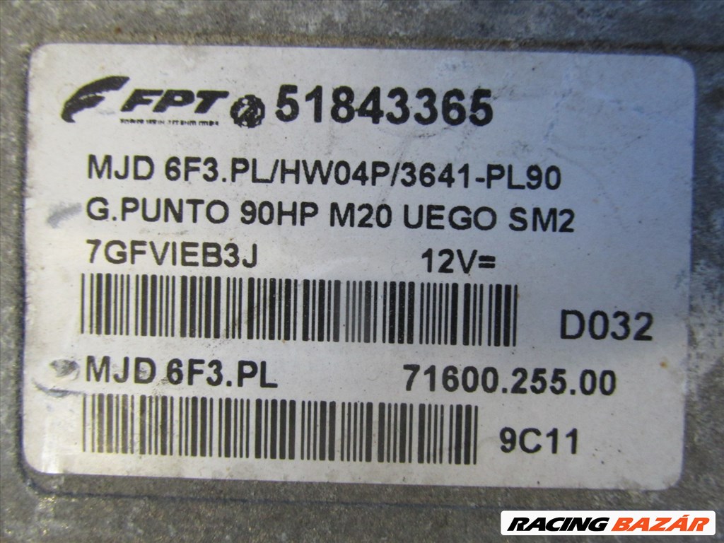 72226 Fiat Grande Punto 1,3 Jtd motorvezérlő 51843365 3. kép