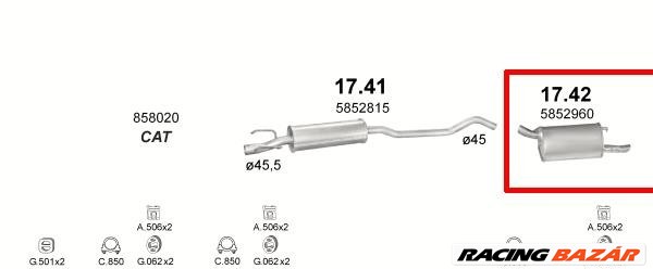 Kipufogódob, hátsó, Opel Corsa B, Hatchback, Van, 1.2-1.7, 1993-2000.12 1. kép