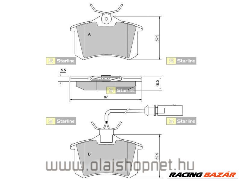 Hátsó fékbetét Volkswagen Sharan 1,9 TDI (AUY) 2000-2010 1. kép