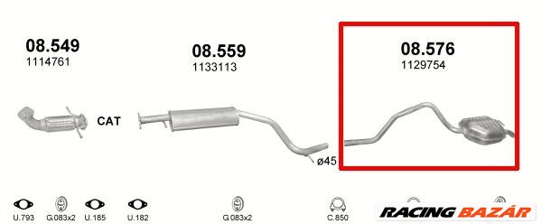 Kipufogócső, hátó, Ford Mondeo, kombi, 1.8, 2000-2007.02 1. kép